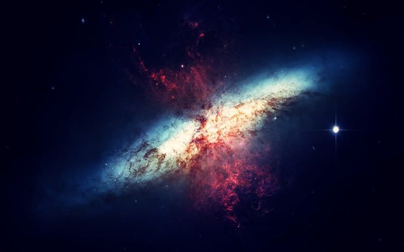 Galaxy with stars and cosmic elements
